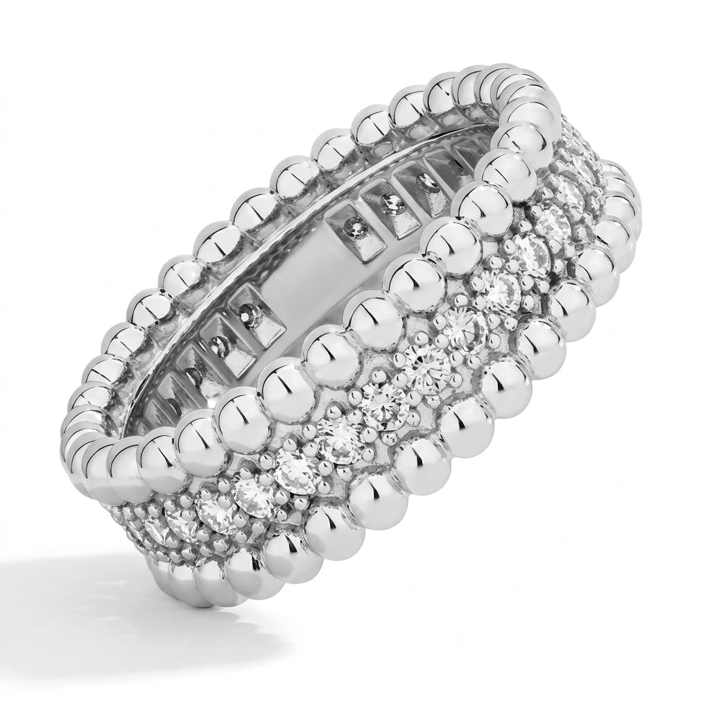 Ivy Beaded Moissanite Band | Sterling Silver