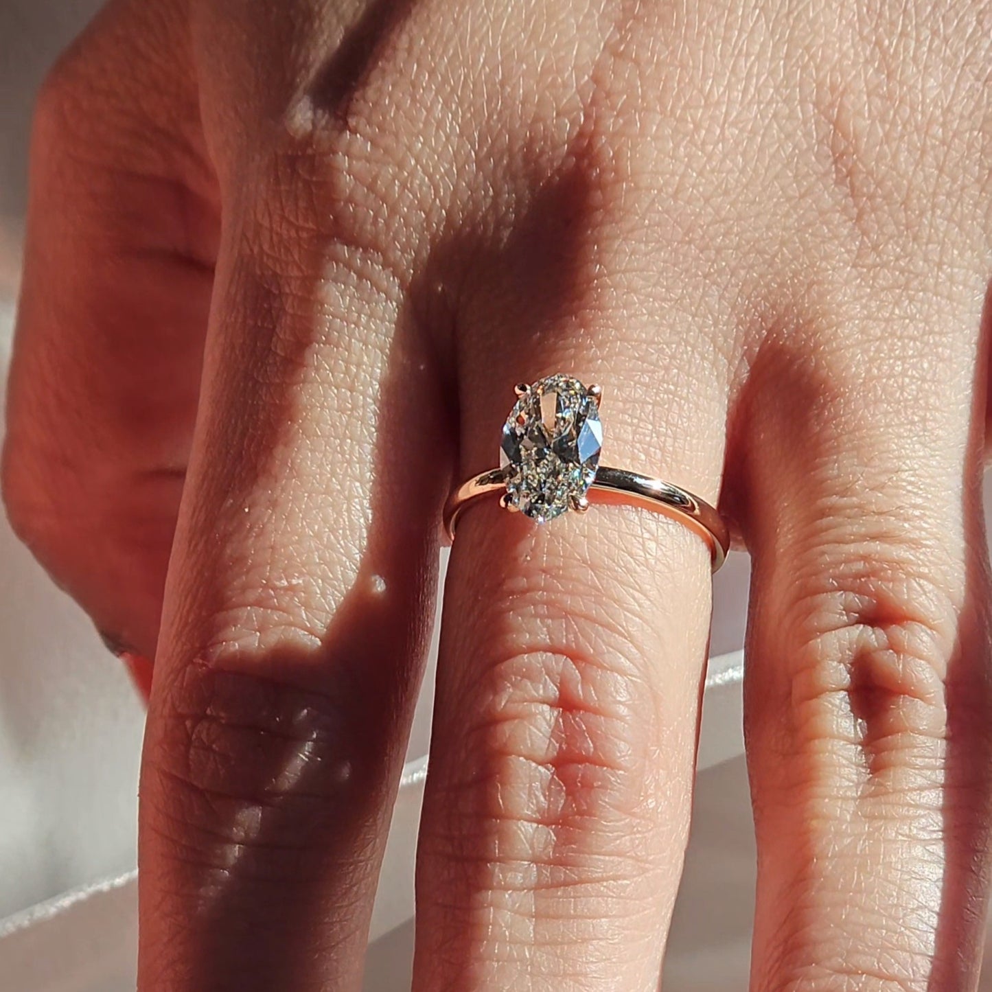 Oval Cut 2.5 Carat - Elongated Solitaire Ring - 4 Prongs | 9K 14K 18K Solid Gold | Moissanite or Lab Diamond | Luxury Collection