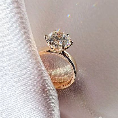Petal 3 Carat Round Wide Band Lab Diamond Engagement Ring Floral Setting