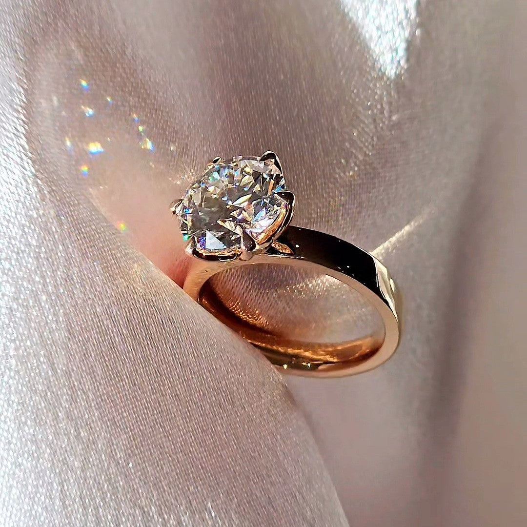 Petal 3 Carat Round Wide Band Lab Diamond Engagement Ring Floral Setting