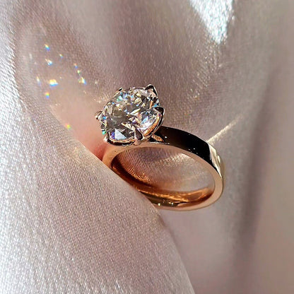 Petal 3 Carat Round Wide Band Lab Diamond Engagement Ring Floral Setting