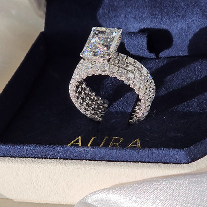 Luxury 5 Carat Radiant Ring With Wedding Bands - Lab Diamond Ring