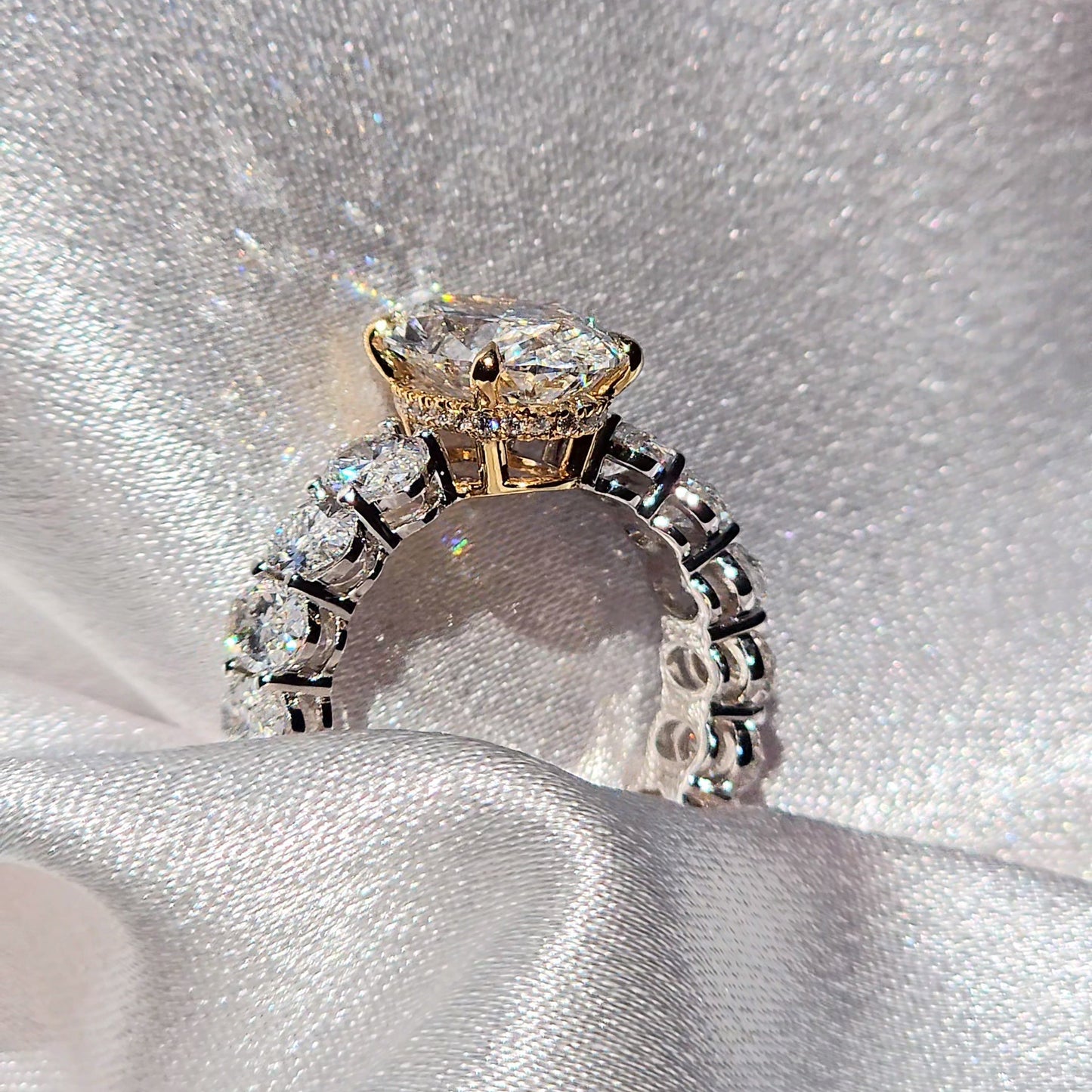 Eternal 3.5 Carat Oval Heiress Ring With Side Oval Diamonds - Two Tone