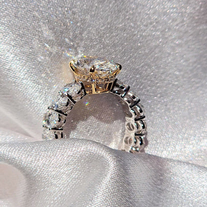 Eternal 3.5 Carat Oval Heiress Ring With Side Oval Diamonds - Two Tone