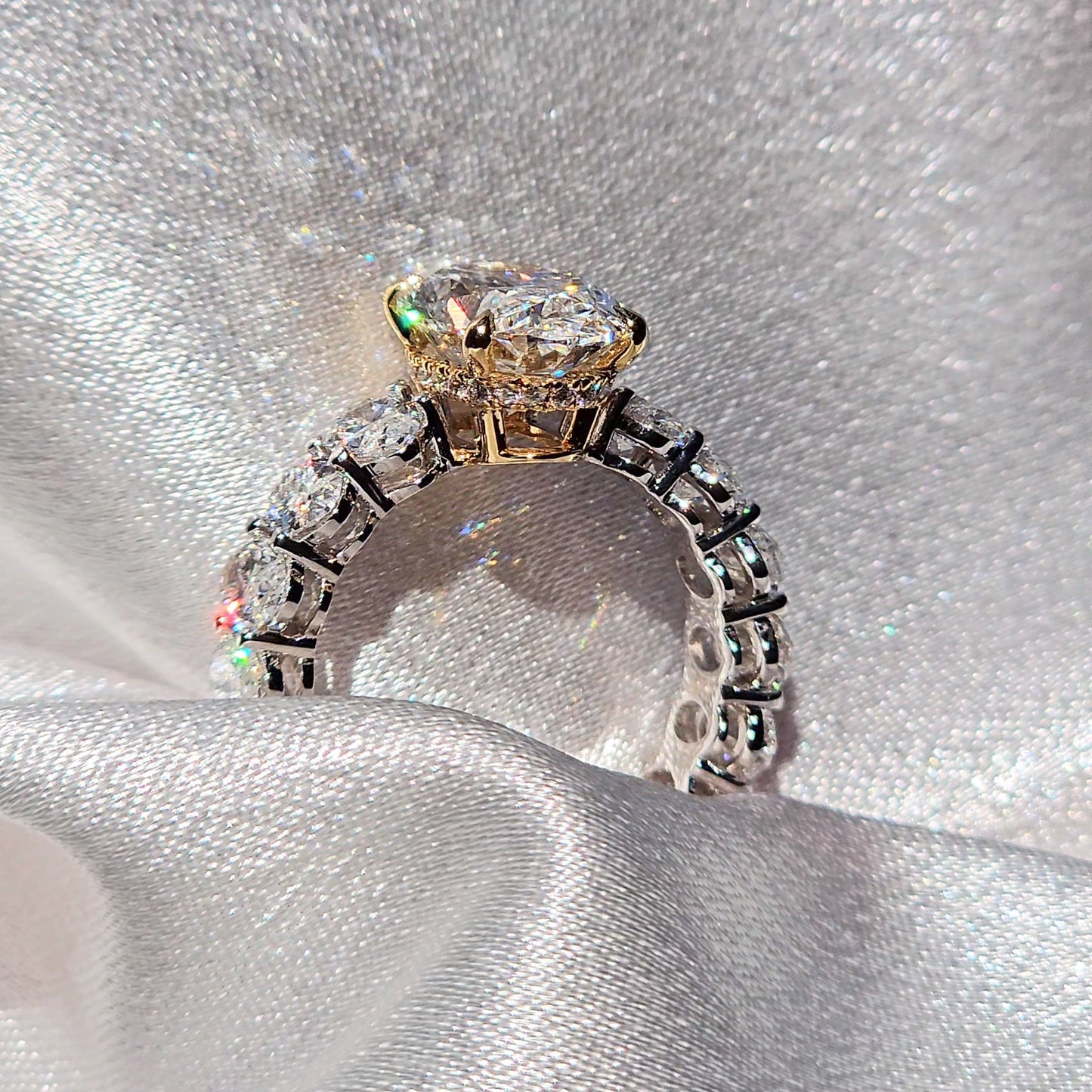 Eternal 3.5 Carat Oval Heiress Ring With Side Oval Diamonds - Two Tone