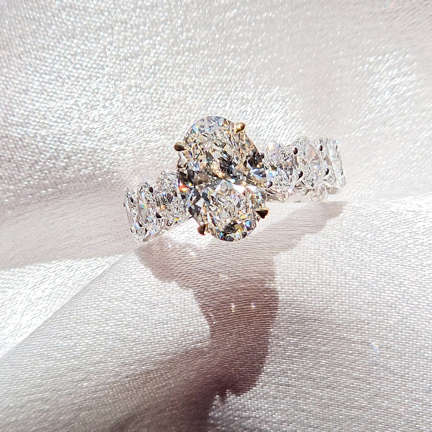 Eternal 3.5 Carat Oval Heiress Ring With Side Oval Diamonds - Two Tone