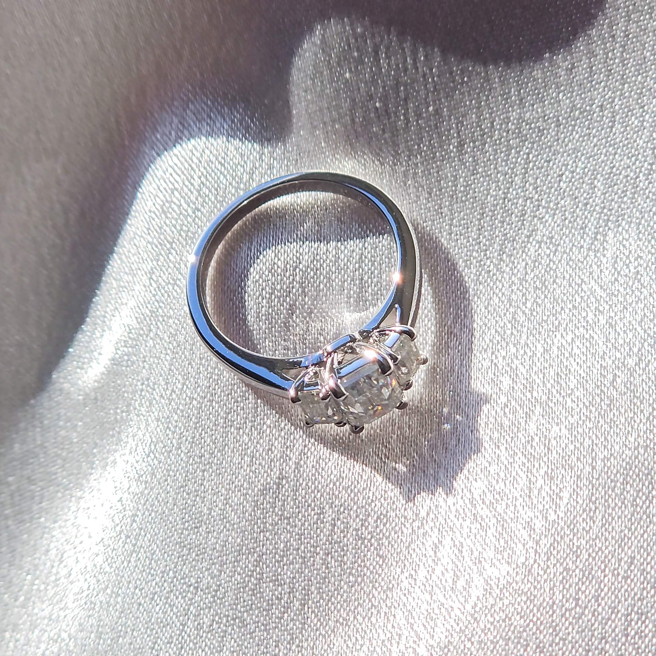 Elegant Trilogy: 1.6 Carat Weight Emerald Moissanite Engagement Ring Aura Diamonds