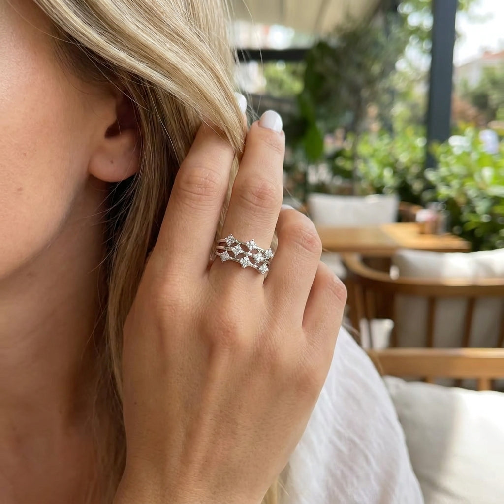 Anna Moissanite Three-Band Ring
