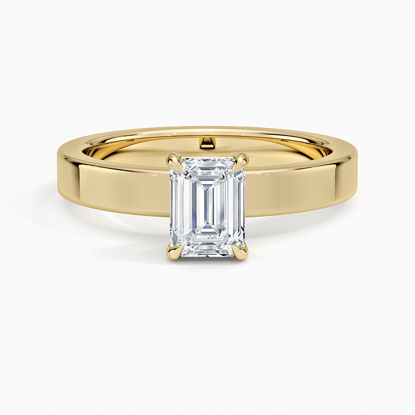 Tash Emerald Wide Band Lab Diamond Engagement Ring