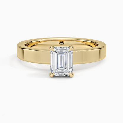 Tash Emerald Wide Band Lab Diamond Engagement Ring