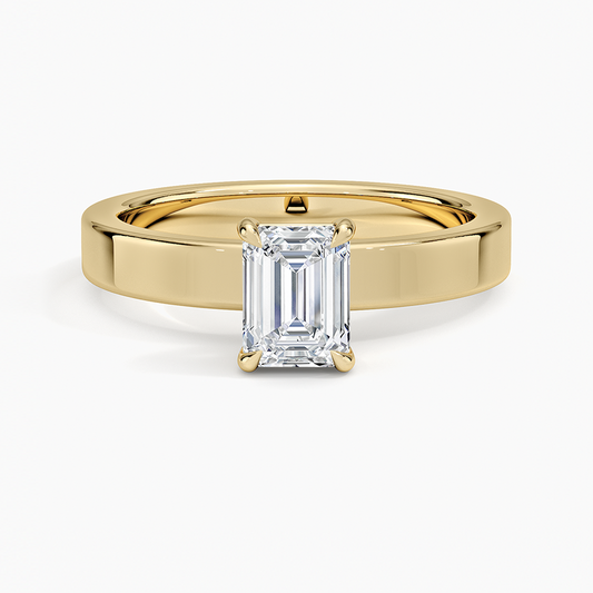 Tash Emerald Wide Band Lab Diamond Engagement Ring