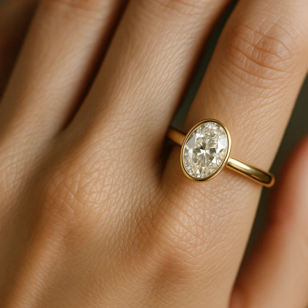 Isla Oval Bezel Lab Diamond Engagement Ring Aura Diamonds