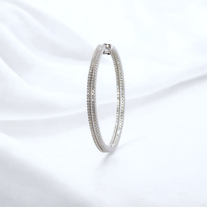 Luxury Aura Large Hoop Earrings - Moissanite - Sterling Silver (Rhodium Plated)