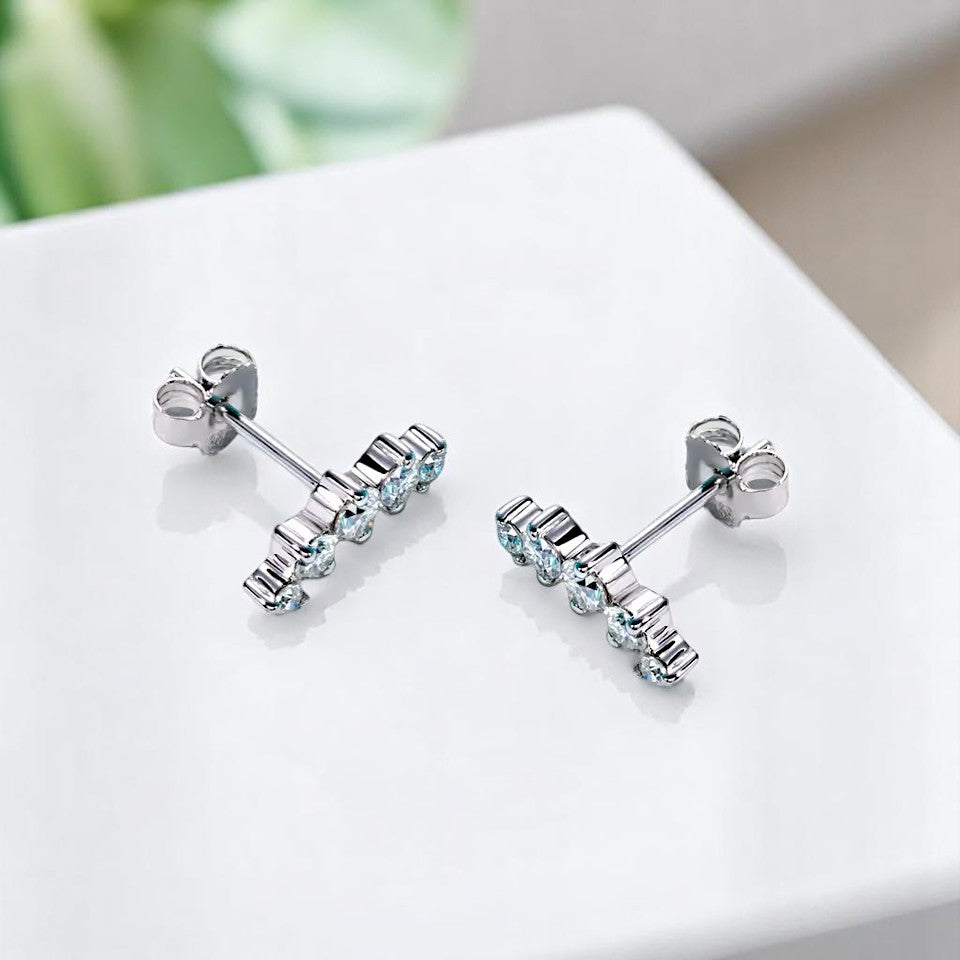 Celeste Dainty Moissanite Stud Earrings - Subtle. Chic. Stunning [Rhodium Plated] Aura Diamonds