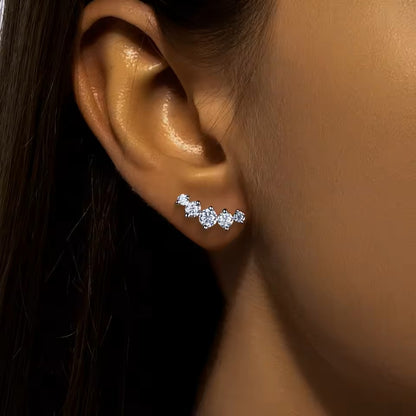 Celeste Dainty Moissanite Stud Earrings - Subtle. Chic. Stunning [Rhodium Plated]