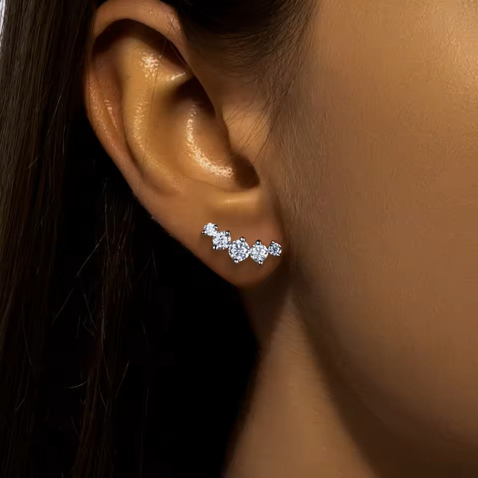 Celeste Dainty Moissanite Stud Earrings - Subtle. Chic. Stunning [Rhodium Plated] Aura Diamonds