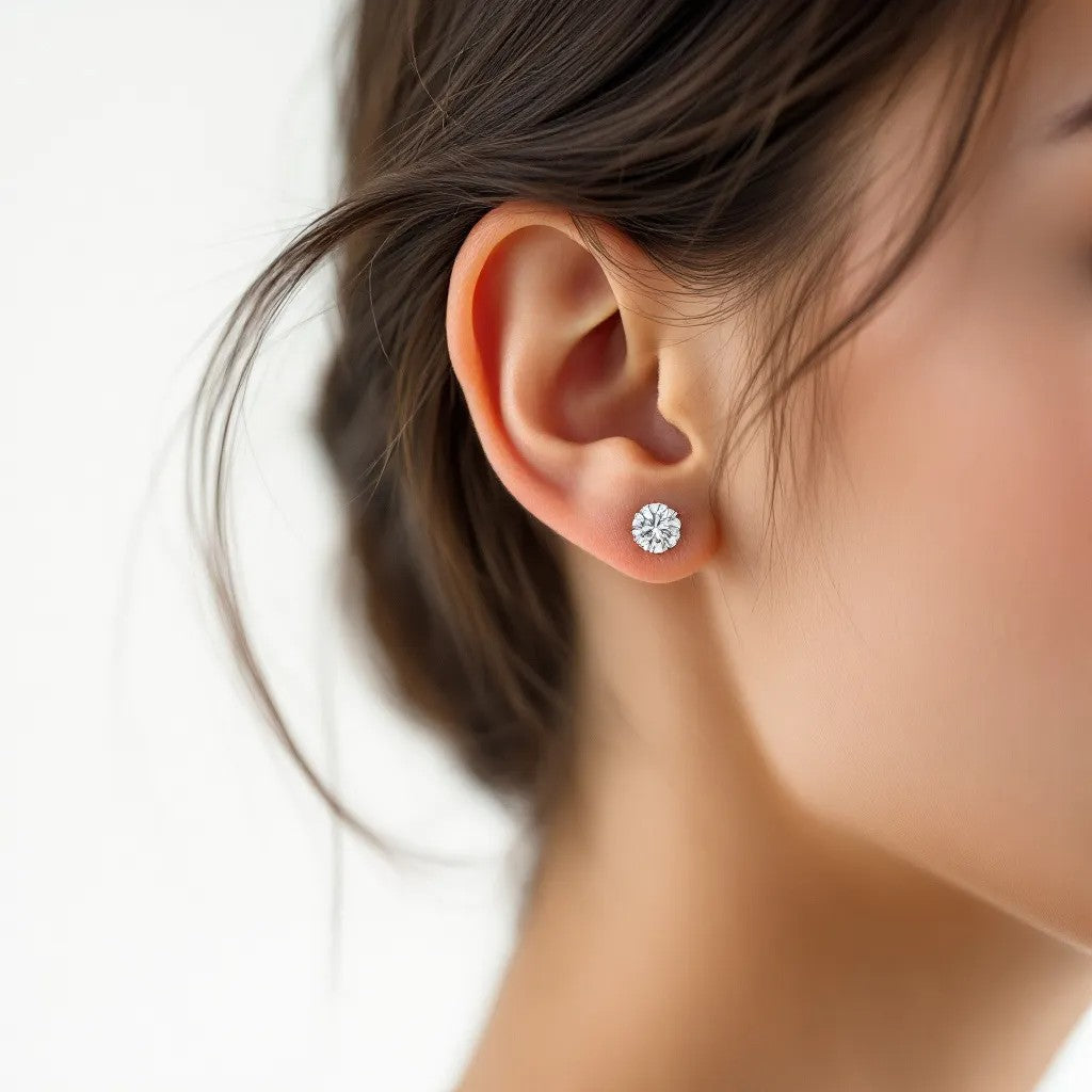 Aura Six-Prong Elegant Stud Earrings - White Gold/Rose Gold/Yellow Gold [Moissanite - Pink/Sea Green/ Black/Yellow Colours]