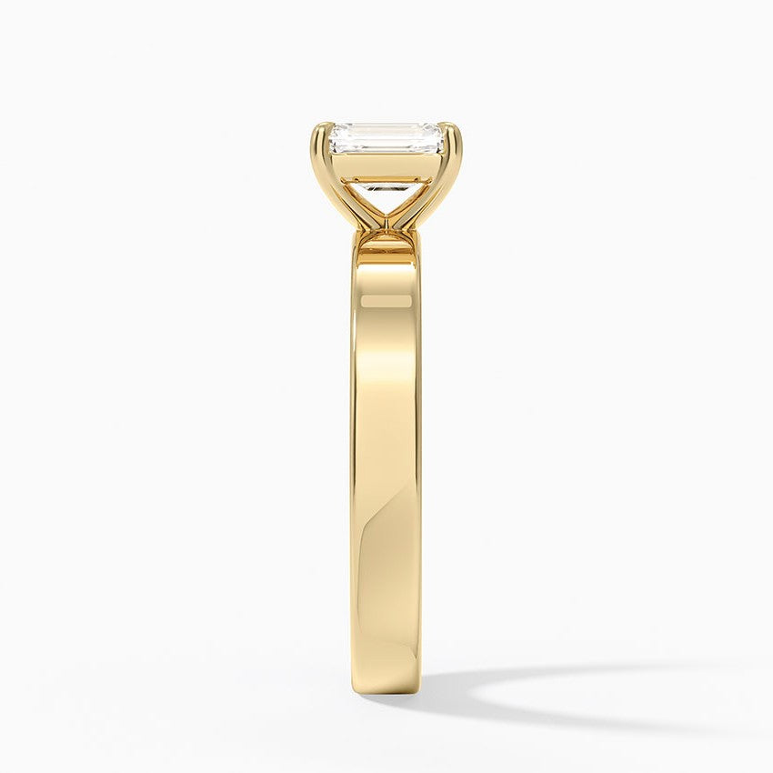 Tash Emerald Wide Band Lab Diamond Engagement Ring