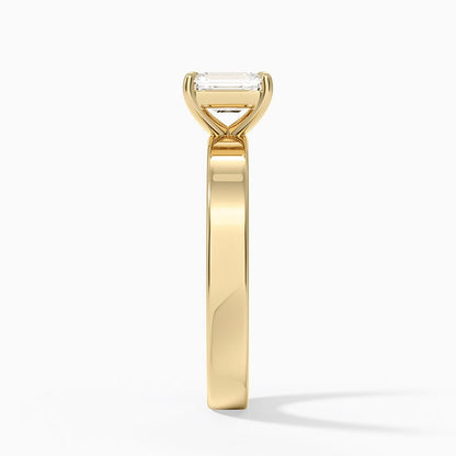 Tash Emerald Wide Band Lab Diamond Engagement Ring