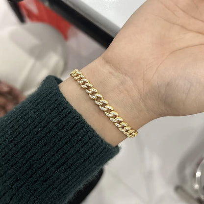 Luxury Cuban-Link Bracelet - Gold/White Gold - Moissanite