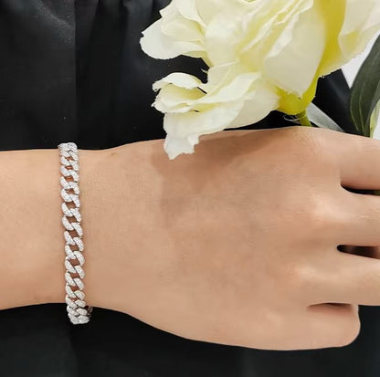 Luxury Cuban-Link Bracelet - Gold/White Gold - Moissanite