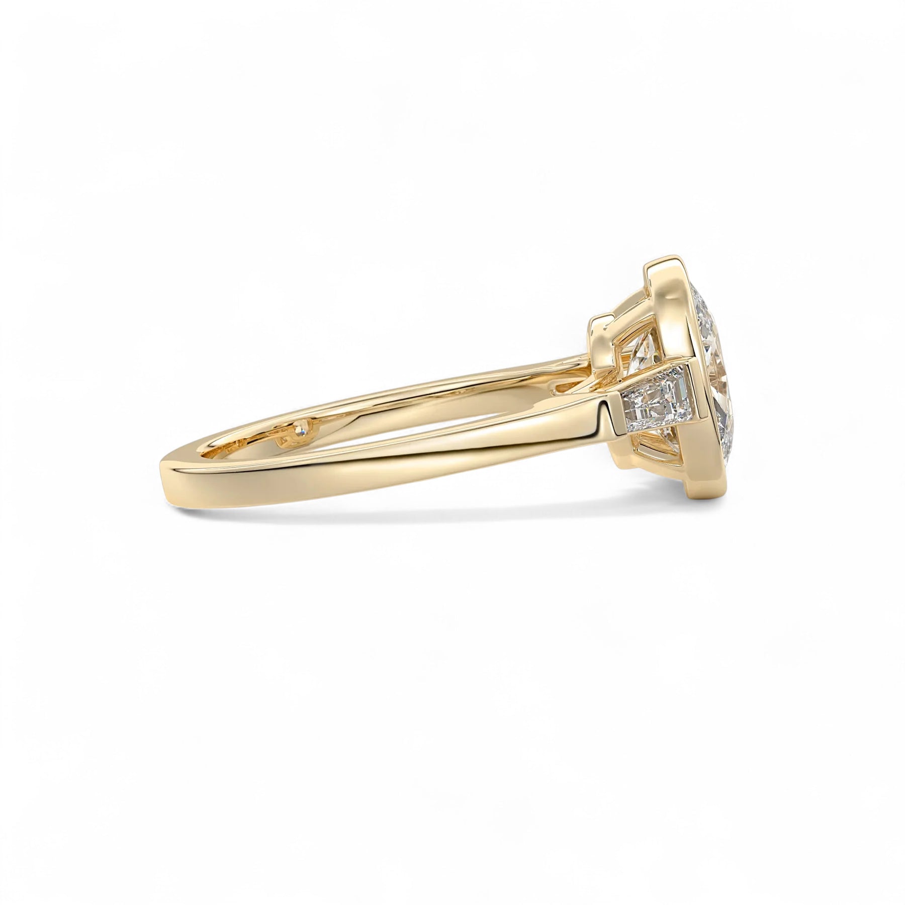 Amara Cushion Bezel Baguette Diamond Engagement Ring Aura Diamonds