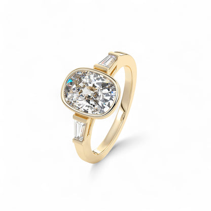 Amara Cushion Bezel Baguette Diamond Engagement Ring