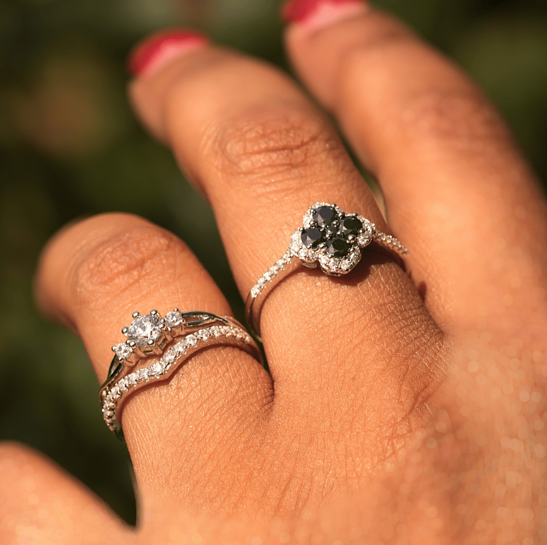 Elegant Rebecca Band - White Gold - Moissanite (Rhodium Plated) Aura Diamonds