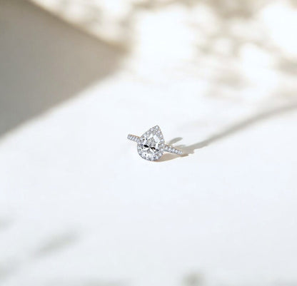 Luxury 2 Carat Pear Halo Ring with Pavé Band