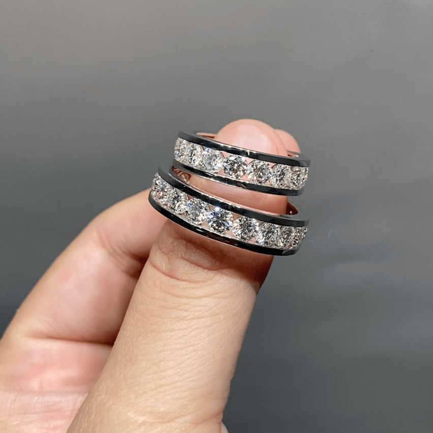 Channel-Set Eternity Wedding Band | 9K Solid Gold | Moissanite | Luxury Collection - Mens Aura Diamonds