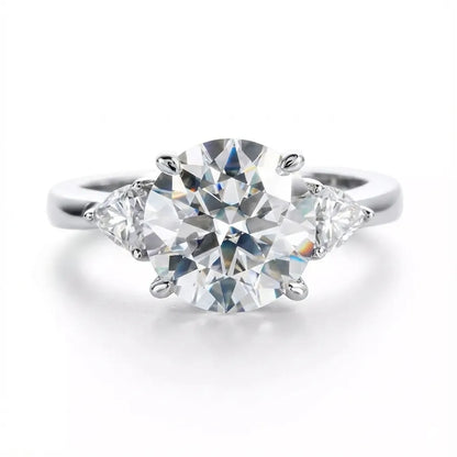 4.6 Carat Weight Elena Three-Stone Round Moissanite Engagement Ring