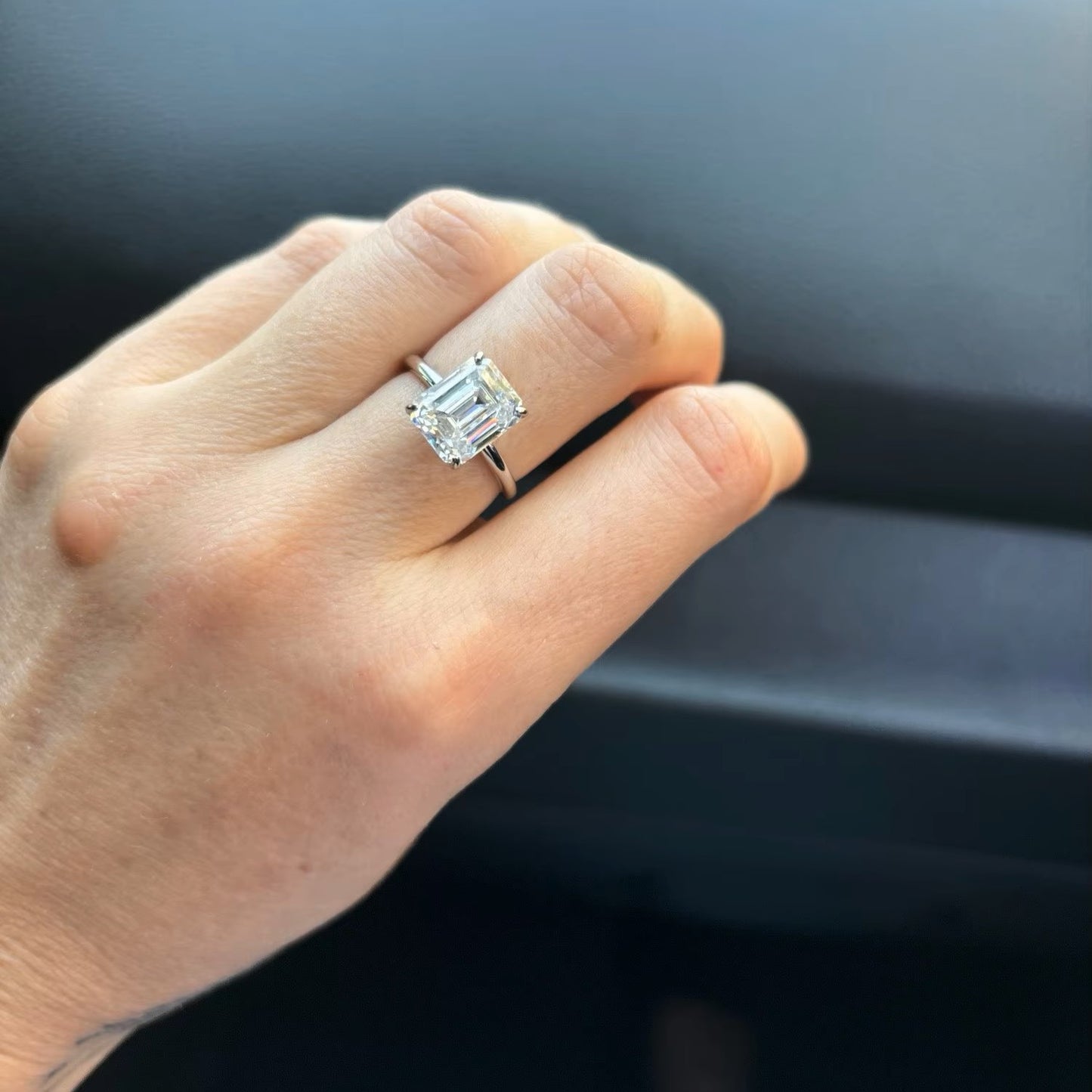 Timeless 4 Carat Emerald Cut Solitaire Ring | Moissanite | 18K Gold Plated
