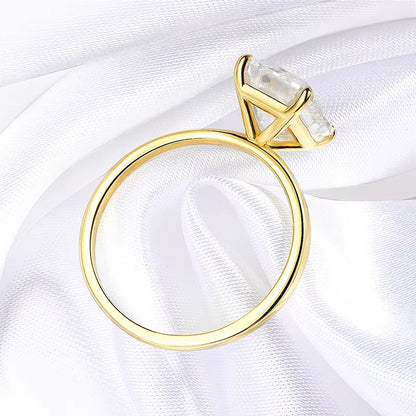 Timeless 4 Carat Emerald Cut Solitaire Ring | Moissanite | 18K Gold Plated