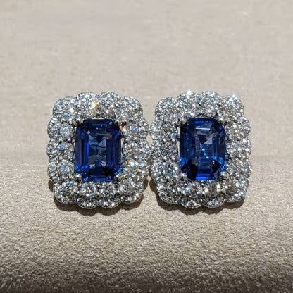 Timeless Emerald Sapphire 3 Carat Stud Earrings -14K 18K Solid Gold - Moissanite | Luxury Collection