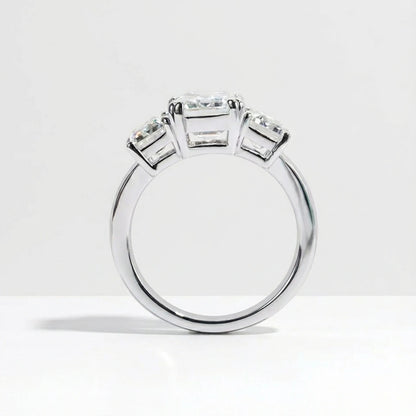 Emerald Cut 5 Carat Weight Moissanite Three-Stone Engagement Ring