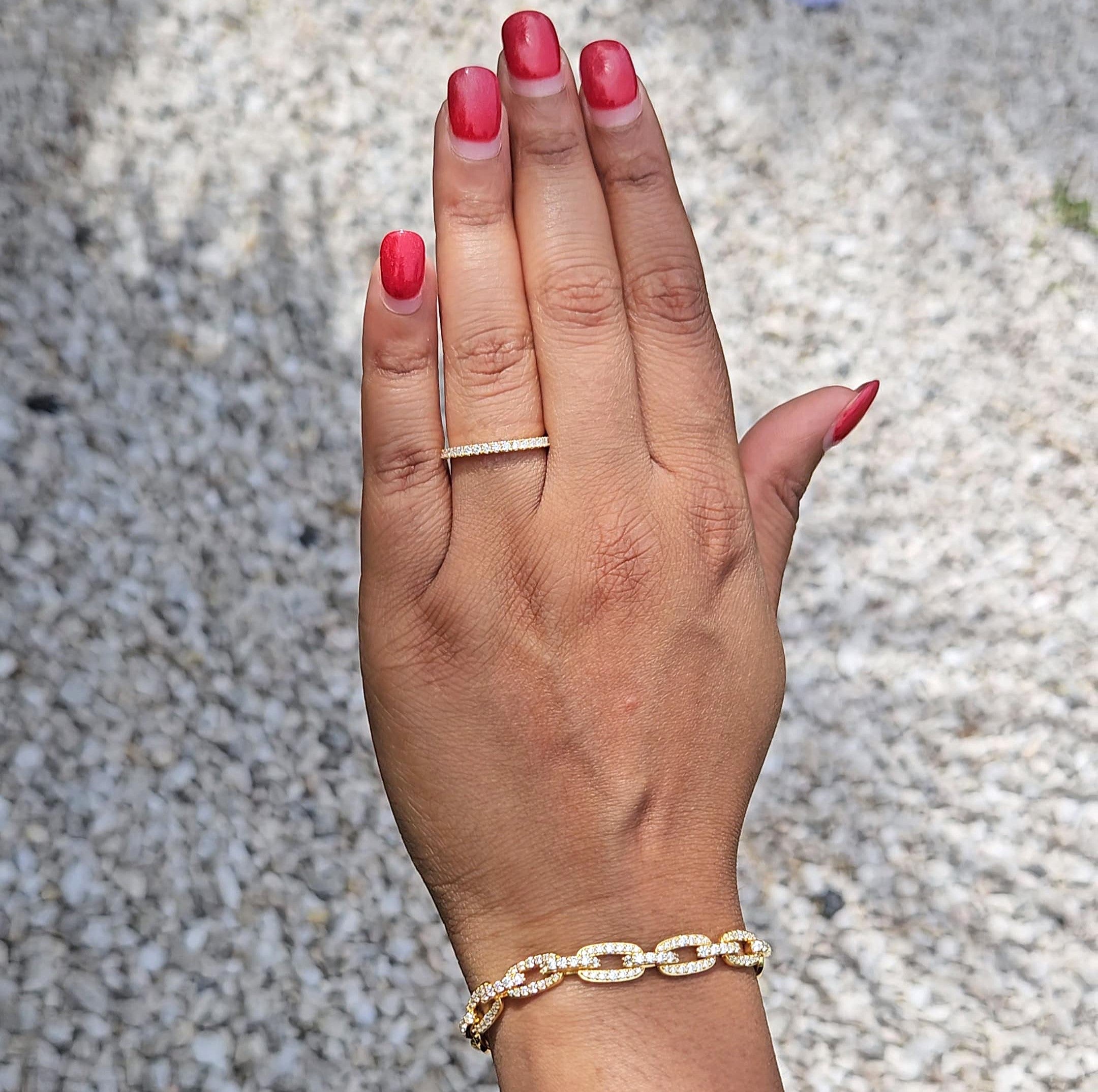 Elegant Megan Half-Eternity Band -Gold/Silver- Moissanite (Rhodium Plated) Aura Diamonds