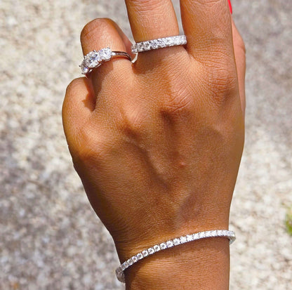 Luxury Infinity Ring/ Eternity Band- White Gold - Moissanite/Lab Diamond (Rhodium Plated)