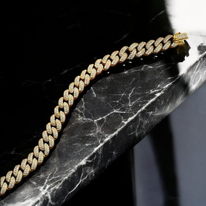Luxury 'Wide' Cuban-Link Bracelet - Gold/White Gold - Moissanite