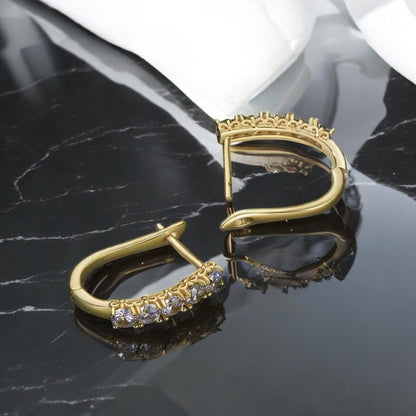 Luxury Tara Hoop Earrings - Gold Vermeil/Silver -Moissanite (Platinum Plated)
