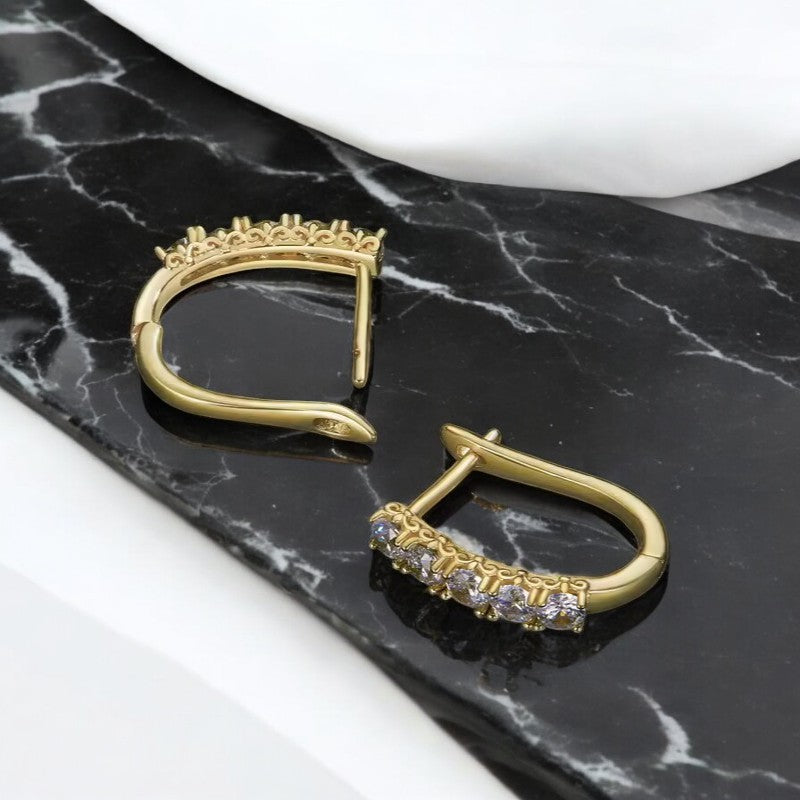 Luxury Tara Hoop Earrings - Gold Vermeil/Silver -Moissanite (Platinum Plated)