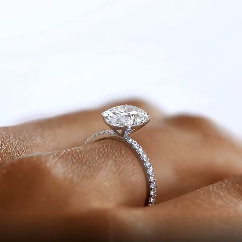 Nora Grace 2 Carat Oval Cut Pave Ring - Zirconia Crystals/Moissanite Nora Grace