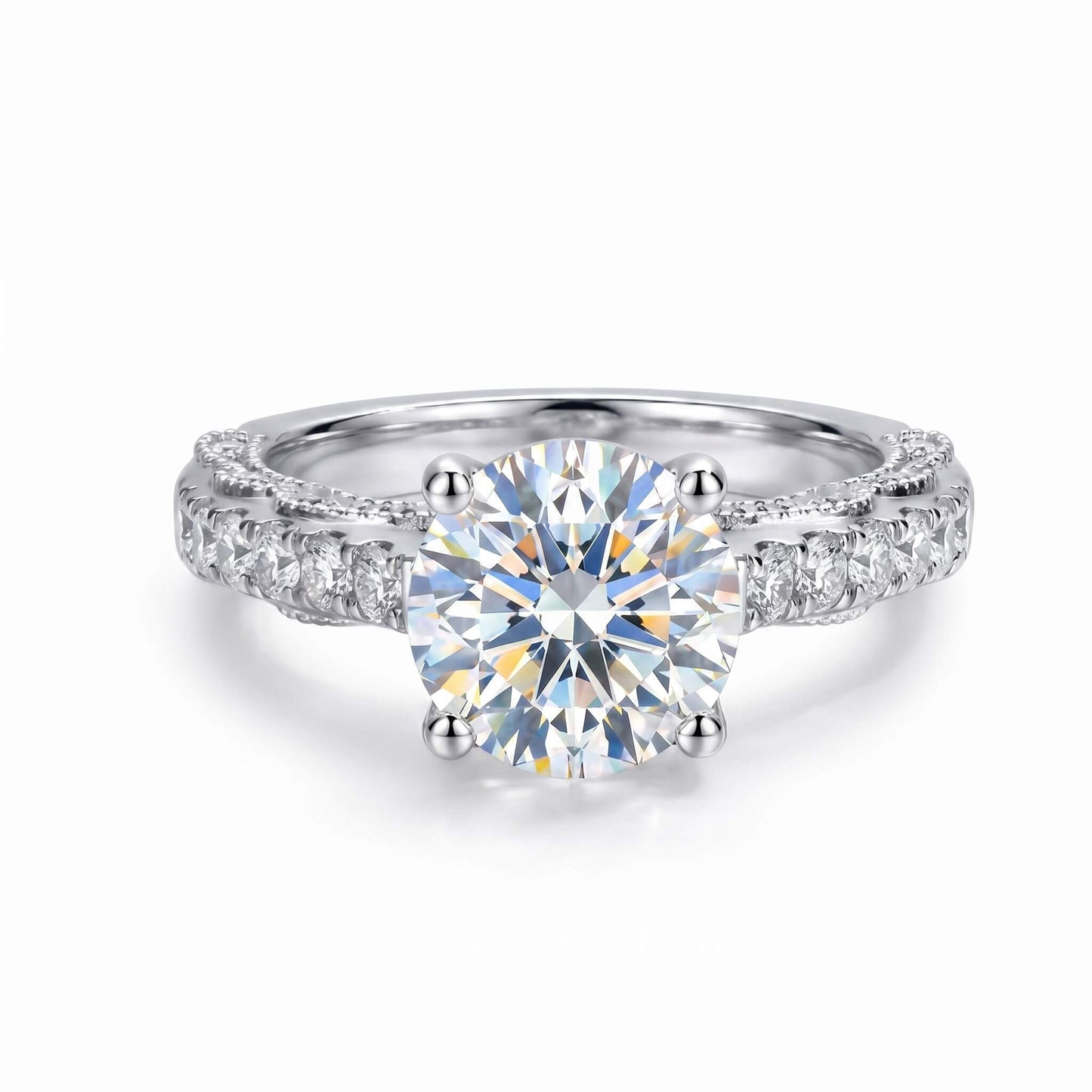 2 Carat Heritage Round Moissanite Vintage-Inspired Engagement Ring Aura Diamonds