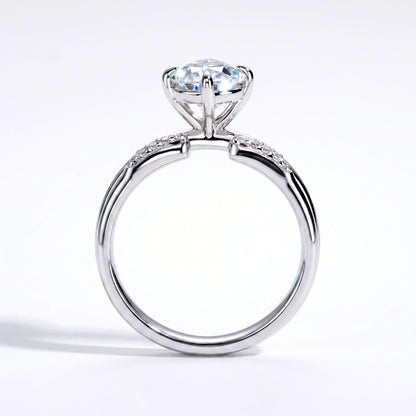 3 Carat Pear Cut Moissanite Engagement Ring Set with Band