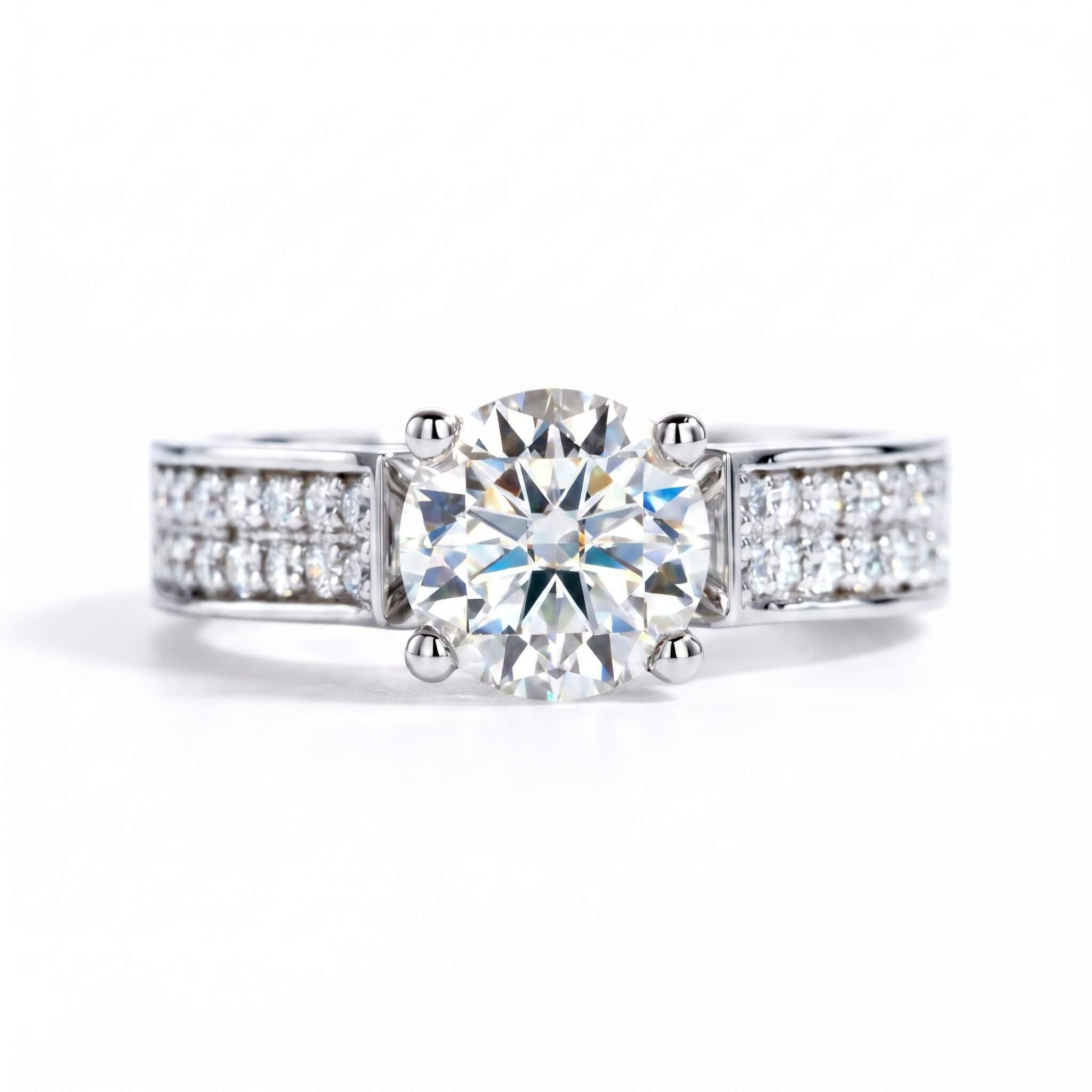 2 Carat Round Cut Statement Pavé Moissanite Ring Aura Diamonds