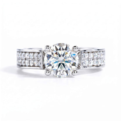 2 Carat Round Cut Statement Pavé Moissanite Ring