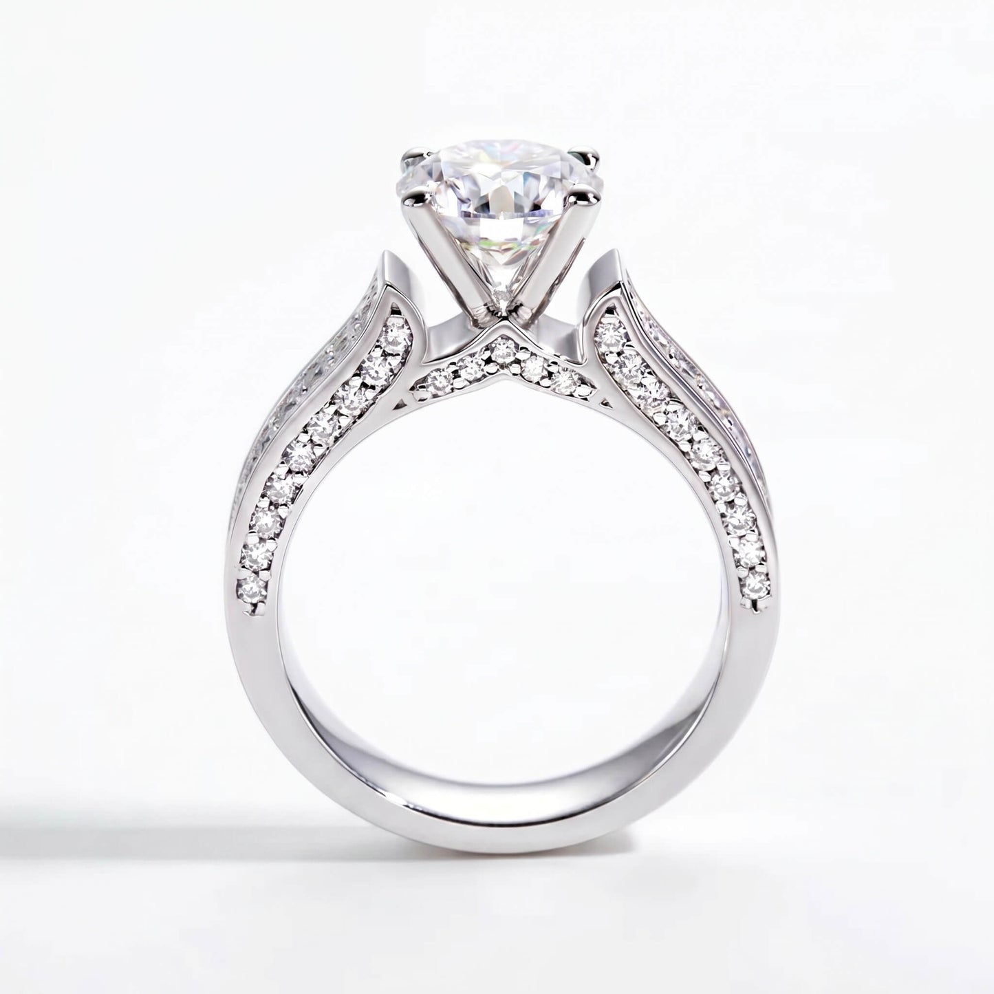 2 Carat Round Cut Statement Pavé Moissanite Ring