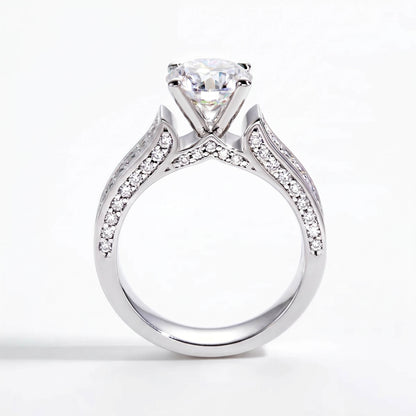2 Carat Round Cut Statement Pavé Moissanite Ring