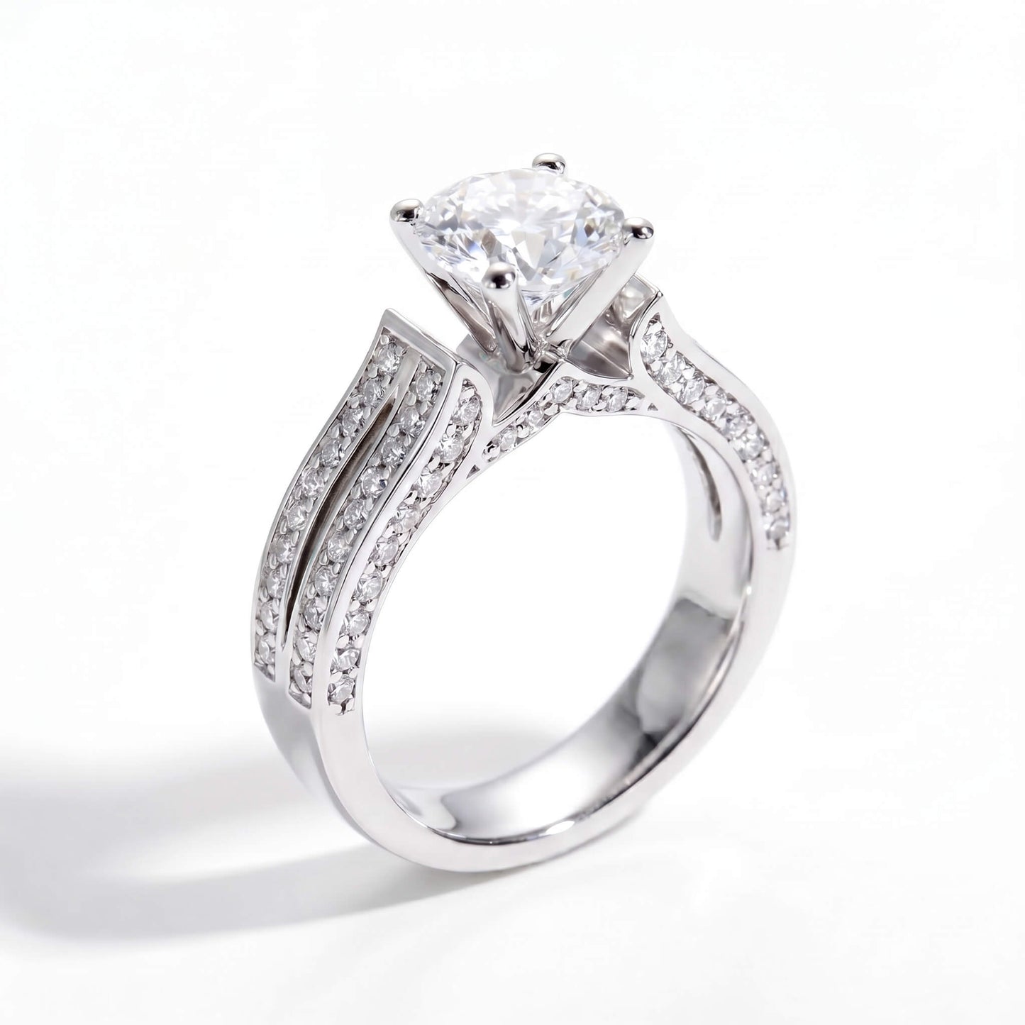 2 Carat Round Cut Statement Pavé Moissanite Ring
