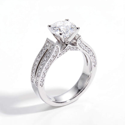 2 Carat Round Cut Statement Pavé Moissanite Ring