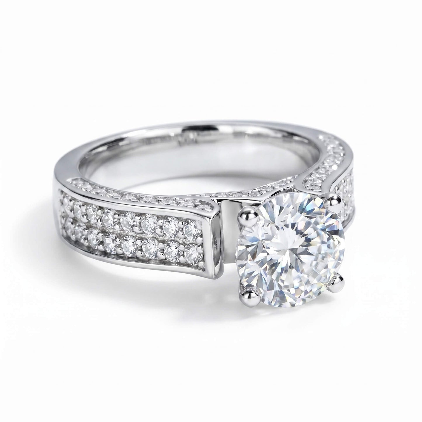 2 Carat Round Cut Statement Pavé Moissanite Ring